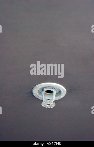 Ein Sprinklerkopf an der Decke eines Raumes, die nicht beschäftigt und ist einsatzbereit Stockfoto