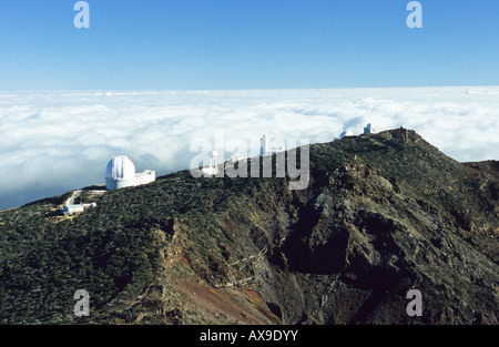 Observatorium Roque de Los Muchachos auf dem Rand der Caldera de Taburiente La Palma Kanarische Inseln Europas Stockfoto