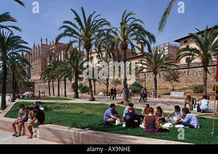 Picknick, Parc De La Mar, Palma, Mallorca, Spanien Stockfoto