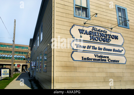 Washington-Haus in Two Rivers, Wisconsin ist ein Eis-Salon, Museum, Besucherzentrum und "Home of der ersten Eisbecher" Stockfoto