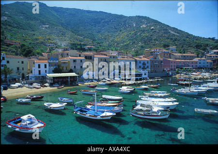 Hafenort, Boote, Giglio Porto, Isola del Giglio, Toskana Italien, Europa Stockfoto