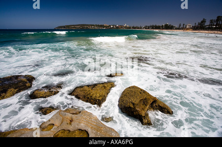 Um Felsen Queenscliff Manly Beach Surfen Stockfoto