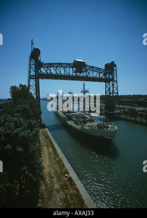 Schiff betreten Welland Kanal am Port Colborne verlassen Lake Erie auf Vorage durch St. Lawrence Seaway System Kanada Stockfoto