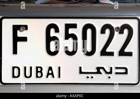 Auto-Kennzeichen in Dubai. Stockfoto