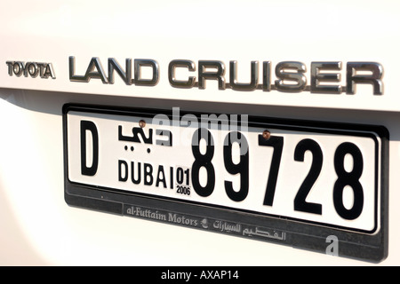 Auto-Kennzeichen in Dubai. Stockfoto