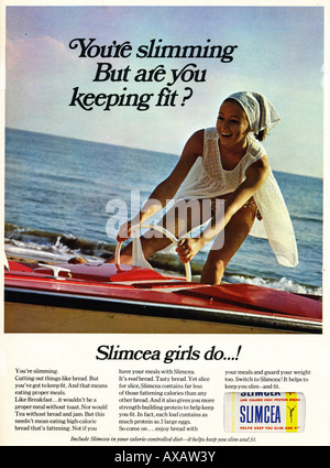 1960er Jahren April 1969 Magazin Werbung für Slimcea Schlankheitsmittel Brot für nur zur redaktionellen Nutzung Stockfoto