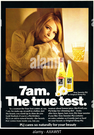 1960er Jahren April 1969 Magazin Werbung für PLJ Pure Zitrone Saft für nur zur redaktionellen Nutzung Stockfoto