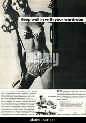 1960er Jahren April 1969 Magazin Werbung für Slendertone Figur schlank straffende & Toning Hilfe für nur zur redaktionellen Nutzung Stockfoto