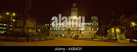 Glasgow City Chambers George Square Glasgow Schottland UK Night Bild vom Platz mit Lichtern Stockfoto