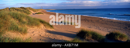 Abendlicht über Strand in der Nähe von St. Fergus, Öl und Gas terminal in der Nähe von Peterhead Grampian Aberdeenshire Scotland UK Stockfoto