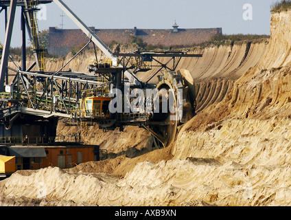 Braunkohle Streifen Bergbau in Horno, Deutschland Stockfoto