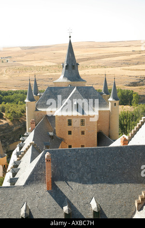 Blick auf das Dach des Alcazar Burg, Segovia, Spanien Stockfoto