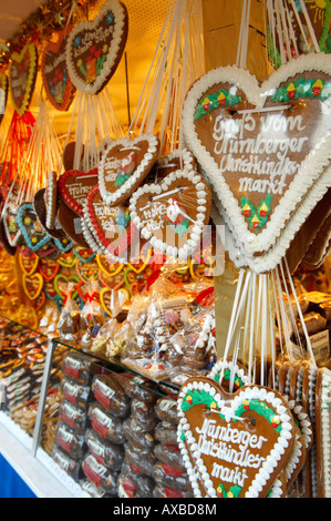 festliche Schoko Keks Stall. "Weihnachtsmarkt Nürnberg", Deutschland Stockfoto