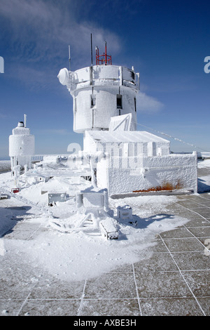 Der Gipfel des Mount Washington während der Wintermonate in den White Mountains New Hampshire USA. Stockfoto