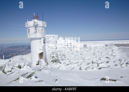 Der Gipfel des Mount Washington während der Wintermonate in den White Mountains New Hampshire USA. Stockfoto