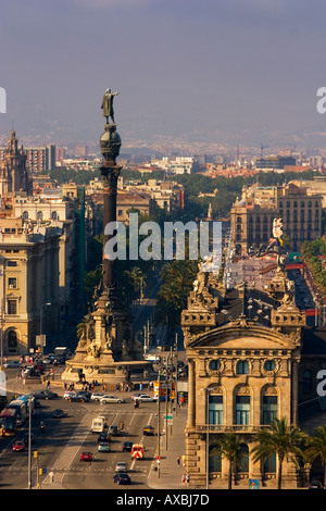 Barcelona-Kolumbus-Denkmal Passeig Maritime Stockfoto