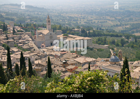 Blick vom Rocca Maggiore Burg Assisi Umbrien Stockfoto