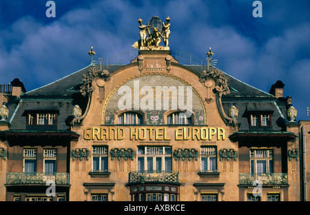 Tschechische Republik Prag Grand Hotel Europe-Jugendstil-Fassade Stockfoto