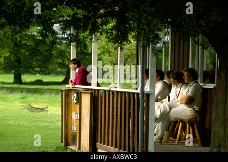 Cheshire Sport Cholmondeley Schloß Cricket Ground Pavillon Stockfoto