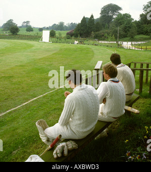 Cheshire Sport Cricket Spiel von Grenze des Landes Boden beobachten Stockfoto