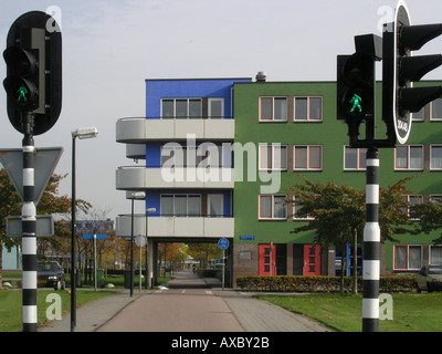 bunte Mehrfamilienhaus in Almere Buiten Niederlande Stockfoto