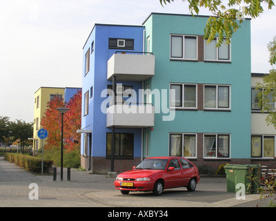 bunte Mehrfamilienhaus in Almere Buiten Niederlande Stockfoto