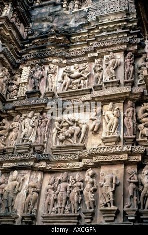 Khajuraho (Indien) Vishvanath Tempel Fries 1000 n. Chr. Stockfoto