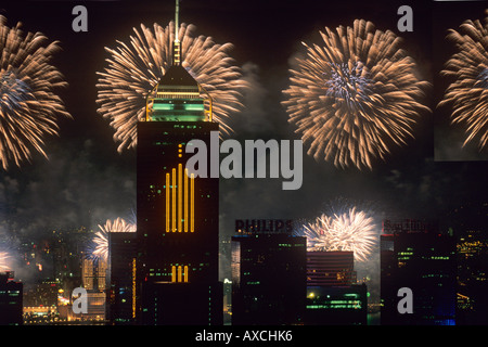 Feuerwerk über Hong Kong Stockfoto