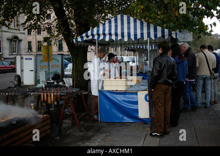 Arbroath Smokies Stand am Bauernmarkt, Edinburgh, Scotland UK Europe Stockfoto