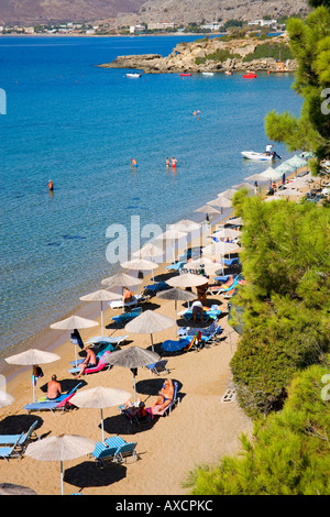 PEFKOS MAIN BEACH IN DER NÄHE VON LINDOS RHODOS Stockfoto