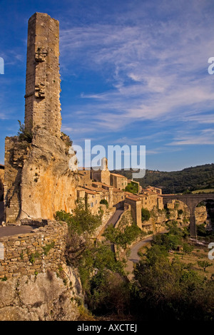 Candela, bleiben The Tower of the Cather Festung, Minerve, Languedoc-Roussillon, Frankreich Stockfoto