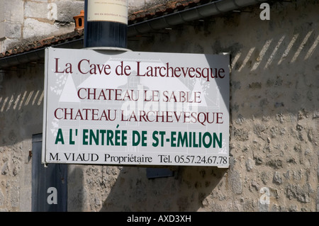 La Cave de Larchevesque, Chateau Le Sable. Fronsac / Saint Emilion. Bordeaux, Frankreich Stockfoto