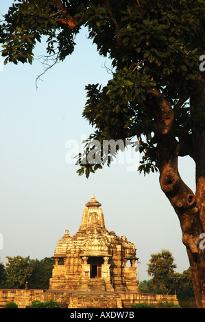 Khajuraho Tempel in der Morgendämmerung, Indien Stockfoto