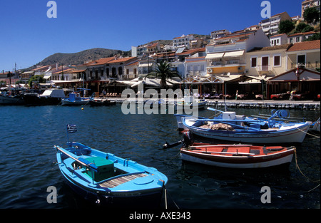 Gesamtansicht der Hafen und der Hafen von Pythagorio Samos Insel Griechenland Stockfoto