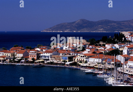 Überblick über den Hafen und der Hafen von Pythagorio Samos Insel Griechenland Stockfoto