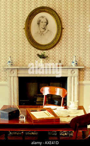 Porträt von Charlotte Bronte, Autor von Jane Eyre, im Speisesaal von ihrem Haus in West Yorkshire Dorf von Haworth Pfarrhaus. Stockfoto