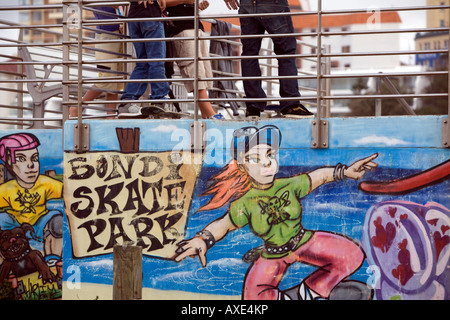 Straße Bildmaterial rund um den Skatepark am Bondi Beach, Sydney, Australien Stockfoto