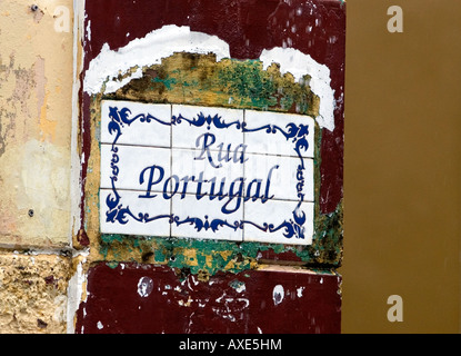 Straßenschild in der Altstadt von São Luis, Maranhao, Brasilien, Brasil Stockfoto