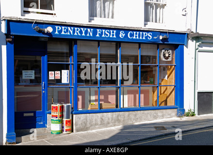 eine traditionelle englische Fish &amp; Chips Laden in Penryn, Cornwall, england Stockfoto