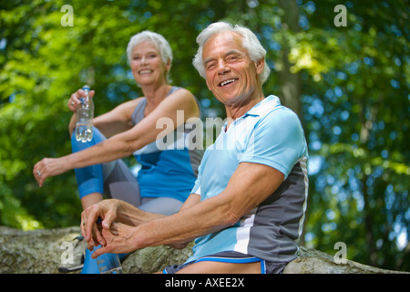 Älteres Paar, Pause, portraitr Stockfoto