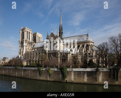 Paris, Cathedrale Notre-Dame, Blick von Südosten Über sterben Seine Stockfoto