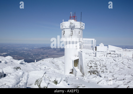 Der Gipfel des Mount Washington während der Wintermonate in den White Mountains New Hampshire USA. Stockfoto