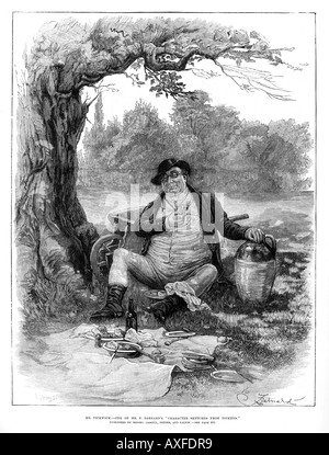 Herr Pickwick hat A Picknick viktorianischen Gravur einer Zeichnung von Barnard einer Szene aus The Pickwick Papers von Charles Dickens Stockfoto