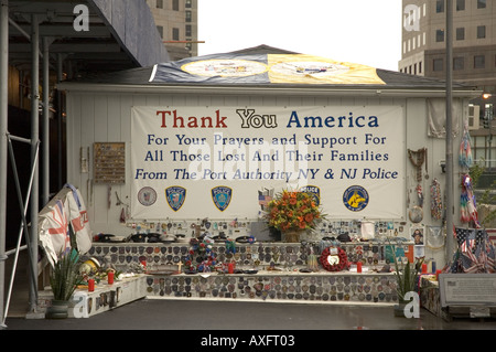 Ein Zeichen danke Leute für ihre Unterstützung für die Gebete, die verlorenen am Ground Zero. Stockfoto