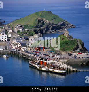 Blickte west über Ilfracombe Hafen von Hillsborough auf weltweit letzten Paddel Passagierschiff Waverley North Devon UK Stockfoto