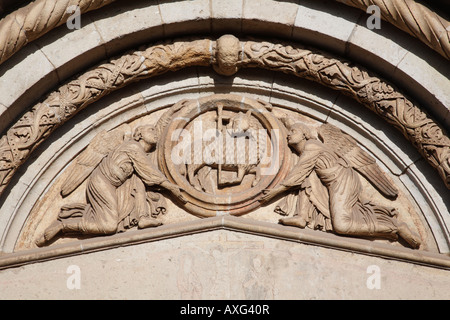 Andernach, Pfarrkirche Maria Himmelfahrt (Dom), Südportal, Tympanon Stockfoto