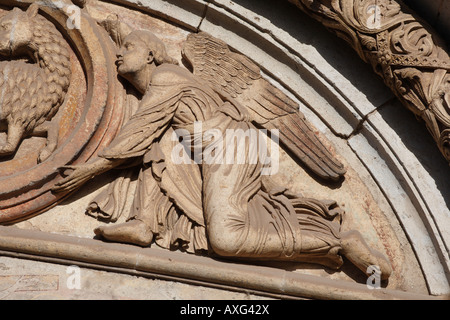 Andernach, Pfarrkirche Maria Himmelfahrt (Dom), Südportal, Tympanon Stockfoto