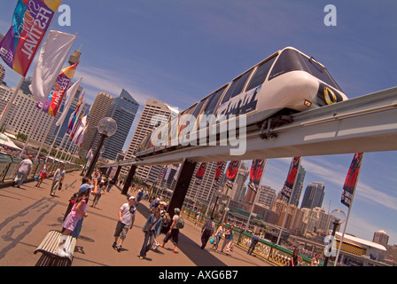 Das alte Sydney Monorail-System in Darling Harbour wurde 2013 geschlossen und abgebaut Stockfoto