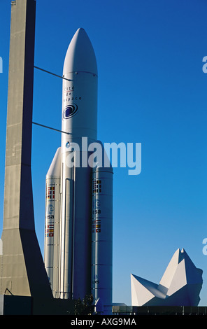 ARIANE 5 SATELLITEN LAUNCHER RAKETE CITE DE L ' ESPACE RAUMFAHRTZENTRUM TOULOUSE MIDI-PYRENÄEN FRANKREICH Stockfoto