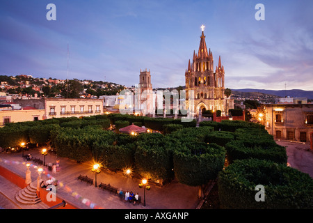 San Miguel de Allende in der Abenddämmerung, Mexiko Stockfoto